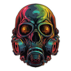Detailed skull Head wearing a gas mask Illustration 