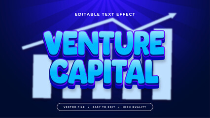 Fototapeta na wymiar Blue venture capital 3d editable text effect - font style