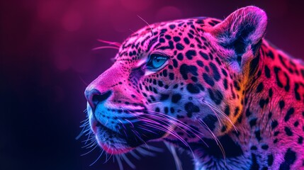 Obraz premium A jaguar is staring at the camera with a blue eye