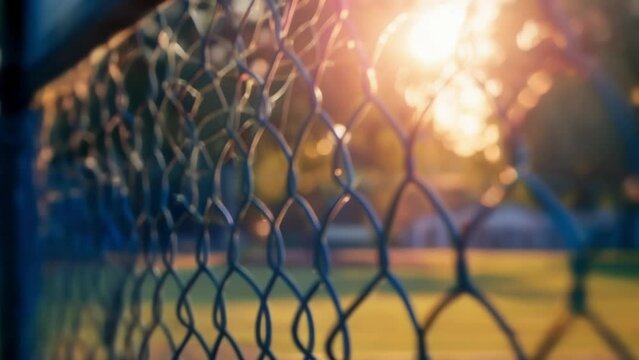 Closeup of a banner hung at a local public park promoting The Making of Champions program and its mission to empower youth through sports and personal development in the community. .