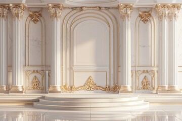 Obraz premium Product podium with luxury architecture building mansion.