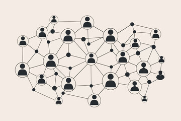 a drawing of a group of people connected by lines