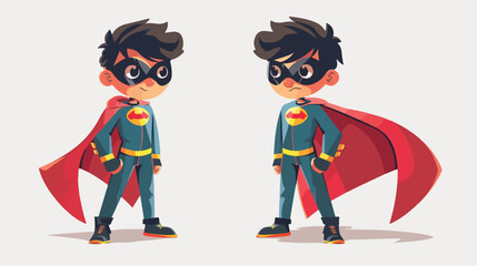 Superboy or superchild. Cute boy wearing mask bodysuit