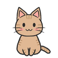 座っている茶トラ猫のイラスト