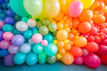 A colorful background of balloons in various sizes and colors