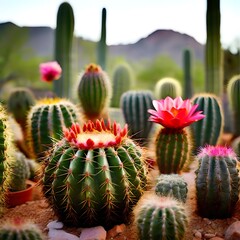 cacti of different sizes and types