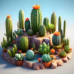 cacti of different sizes and types