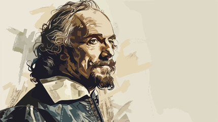 Vector hand-drawn illustration of William Shakespeare