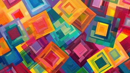 Obraz premium Vibrant geometric squares backdrop. Colorful abstract pattern. 