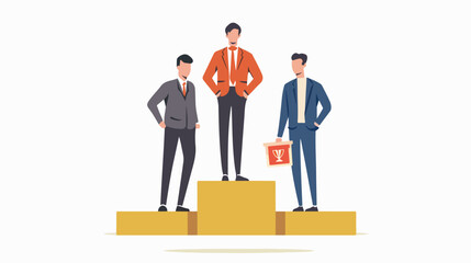 Vector illustration. businessmen stand on the podium