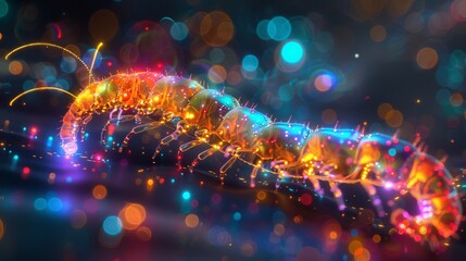 Fototapeta premium A colorful, glowing, and abstract image of a large, colorful