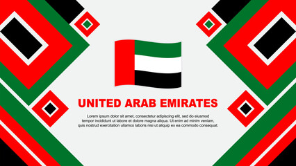 United Arab Emirates Flag Abstract Background Design Template. United Arab Emirates Independence Day Banner Wallpaper Vector Illustration. Cartoon