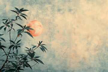 Obraz na płótnie Canvas Tree painting with full moon