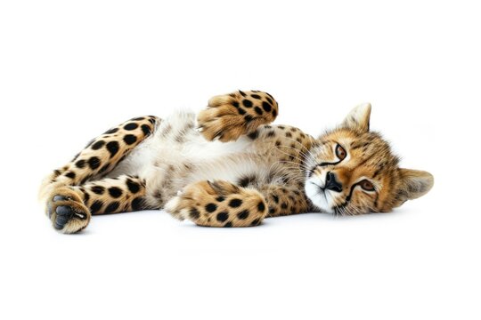 Cheetah cat lying on back wildlife panther leopard.