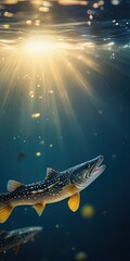 pike fish underwater background