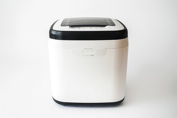 A compact bread maker featuring a removable kneading paddle and a viewing window isolated on a solid white background.