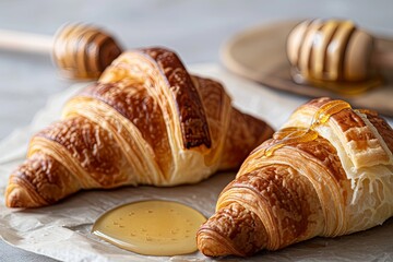 Honey-Drizzled Croissants: Capturing a Traditional Breakfast Delight