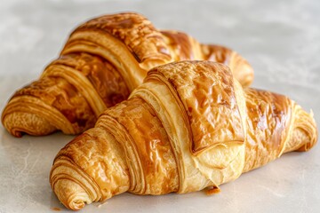 French Breakfast Delight: Warm, Freshly Baked Duo Croissants with Traditional Soft Dough