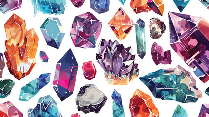 Colorful seamless pattern with gorgeous natural gemstone