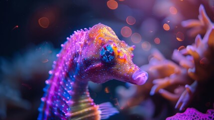 A colorful sea creature with a blue eye and a pink nose - Powered by Adobe