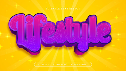 White yellow and purple violet lifestyle 3d editable text effect - font style