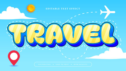 Blue white and yellow travel 3d editable text effect - font style