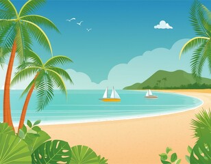 Fototapeta na wymiar Tropical island beach wallpaper