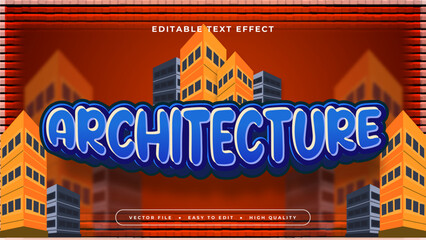 Blue orange and red architecture 3d editable text effect - font style