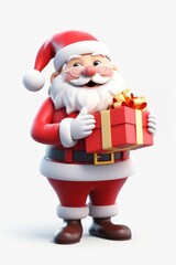 Santa claus cartoon gift white background.