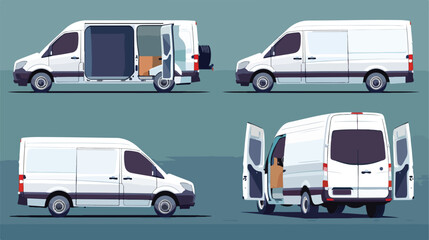 Compact cargo van set. argo van with side and background vi