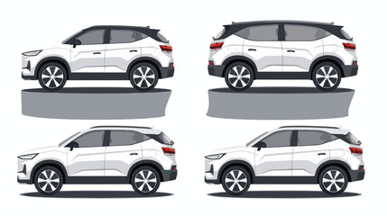 Compact CUV car set isolated. Car CUV with side view