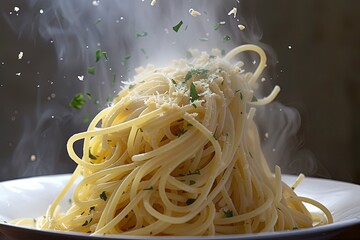Spaghetti Delight: Capturing Beauty in Every Bite - Dynamic Photo Series - obrazy, fototapety, plakaty
