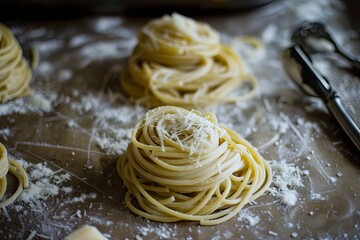 Timeless Italian Elegance: Captivating Spaghetti Plating and Fresh Ingredients