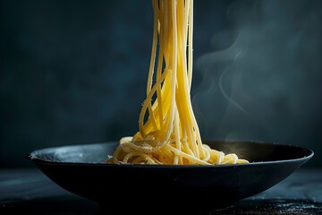 Delicious Harmony: Elegance of Spaghetti Against Dark Backdrop