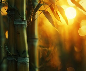 Close-up of bamboo tree with sun in background