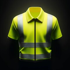 A high-vis shirt on a black surface with a dark background
