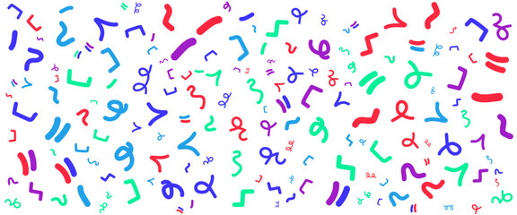 Colorful simple minimalist abstract fun line doodle banner with shapes. Vector illustration for banner, background, pattern, brochure, cover, template, decoration, ads, prints, branding design