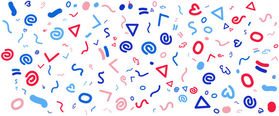 Colorful minimalist and trendy abstract fun line doodle banner shapes with cute style. Vector illustration for banner, background, pattern, brochure, cover, template, decoration, branding design