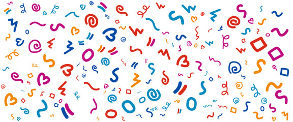 Colorful minimalist and trendy abstract fun line doodle banner shapes with cute style. Vector illustration for banner, background, pattern, brochure, cover, template, decoration, branding design