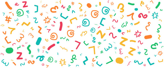 Colorful minimalist and trendy abstract fun line doodle banner shapes with cute style. Vector illustration for banner, background, pattern, brochure, cover, template, decoration, branding design