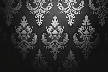 This wallpaper features a sleek monochrome baroque design for a touch of understated yet classic sophistication.