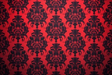 Fototapeta premium Crimson Damask Opulence on Red Velvet