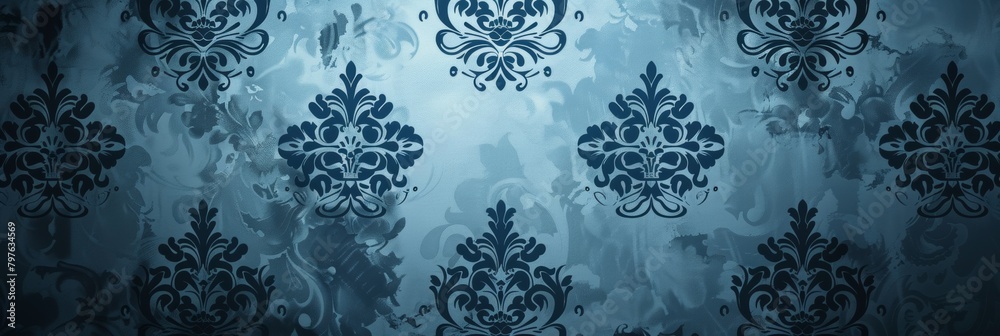 Canvas Prints An exquisite silver damask pattern with a frosted look, ideal for luxury backgrounds and elegant decor.