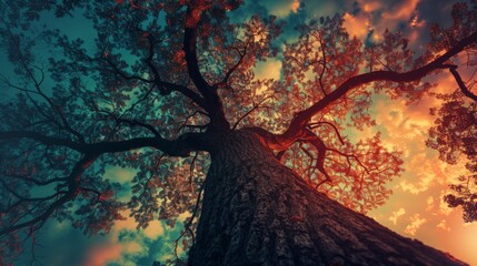 Majestic tree against sky background