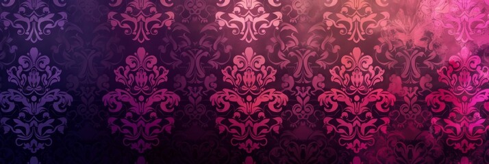 A seamless damask pattern transitions from deep purple to magenta, creating a rich gradient.