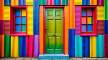 colorful wooden shutters