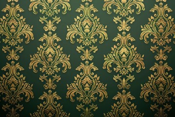 Fototapeta premium This image displays a lush forest green damask pattern, ideal for creating a mystical and luxurious ambiance.