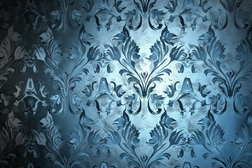 An exquisite silver damask pattern with a frosted look, ideal for luxury backgrounds and elegant decor.
