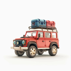 a toy car with luggage on top of it