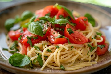 Red Tomato and Green Basil Spaghetti Delight